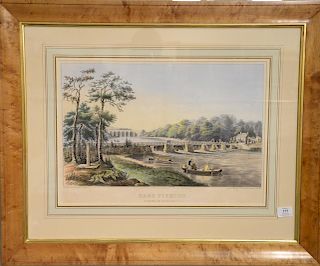 N. Currier 
Bass Fishing 
at Macomb's Dam Harlem River, N.Y. 
hand colored lithograph 
marked lower left: from Nature and on stone b...