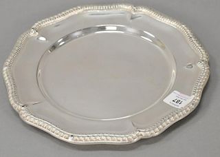 Set of seventeen English silverplate George III style service plates. dia. 11 in.