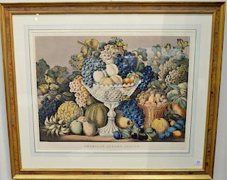 Currier & Ives 
American Autumn Fruits 
hand colored lithograph 
marked lower left: Palmer Del
sight size 22 1/2" x 29"  

Provenanc...