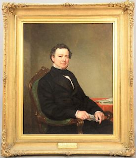 George Augustus Baker, Jr. (1821-1880) 
Portrait of Abiel Abbot Low (1811-1893) 
oil on canvas, painted from life in 1864 
signed an...