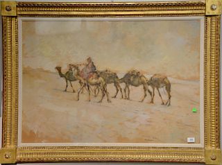 Pal Fried (1893-1976) 
Camel's Caravan in "Algeria" 
mixed media on paper 
signed lower right: Fried Pal 
29" x 39"