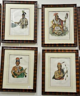 Thomas McKenny and James Hall 
Set of four hand colored lithograph 
The History of Indian Tribes of North America 
(1) Ap-Pa-Noo-Se ...