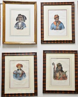 Thomas McKenney and James Hall 
Set of four hand colored lithographs 
The History of Indian Tribes of North America 
(1) Kish-Ke-Kos...