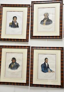 Thomas McKenny and James Hall 
Set of four hand colored lithograph 
The History of Indian Tribes of North America 
(1) Major Ridge  ...