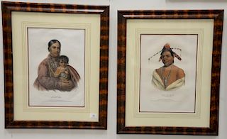 Thomas McKenny and James Hall 
Set of four hand colored lithograph 
The History of Indian Tribes of North America 
(1) Chon-mon-I-ca...