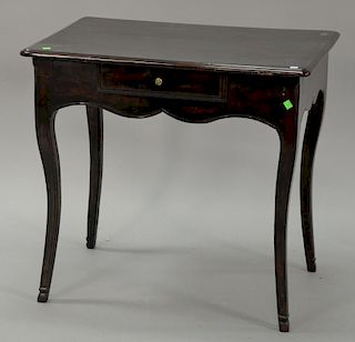 Louis XV writing table with faux tortoise shell finish with one drawer on cabriole legs. 
ht. 28 in.; top: 20" x 30"