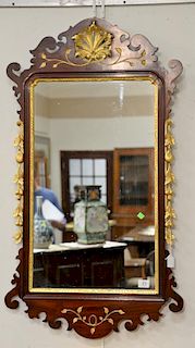 Margolis Chippendale style mahogany mirror with gilt plum signed Margolis.