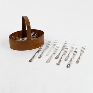 (30) Seafood or Cocktail Sterling and Plate Forks 