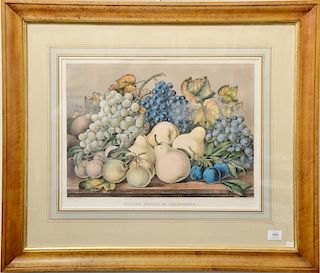 Currier & Ives 
Golden Fruits of California 
hand colored lithograph 
marked lower left: published by Currier & Ives 
marked lower r...