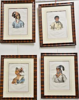 Thomas McKenny and James Hall 
Set of four hand colored lithograph 
The History of Indian Tribes of North America 
(1) Pee-che-kir  ...