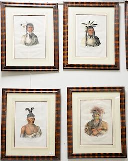 Thomas McKenny and James Hall 
Set of four hand colored lithograph 
The History of Indian Tribes of North America 
(1) AmiskQuew 
(2...