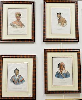 Thomas McKenny and James Hall 
Set of four hand colored lithograph 
The History of Indian Tribes of North America 
(1) Mon-Chonsia 
...