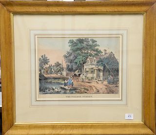 Nathaniel Currier (1813-1888) 
The Village Street 
colored lithograph 
marked lower left: N. Currier, Lith 
marked lower right: F Pa...