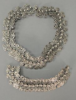 Mexican sterling silver necklace and bracelet marked on clasp (possibly Castillo), also marked TM-90, Mex 925