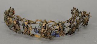 Chinese silver enameled head dress band.