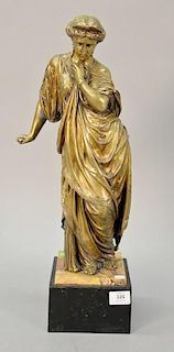 French Bronze Sculpture 
Classical Woman Wearing Robe and Holding Sword 
19th Century 
ht. 18 in.