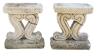 (2) CAST STONE ARCHITECTURAL BENCH SUPPORTS
