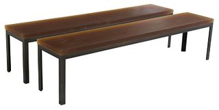 (PR) CONTEMPORARY STEEL BENCH, REMOVABLE CUSHION