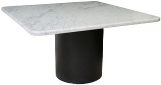 MODERN SQUARE MARBLE-TOP PEDESTAL TABLE
