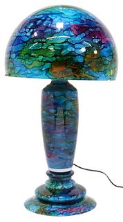 JEAN-NOEL BOUILLET PAINTED ART GLASS TABLE LAMP