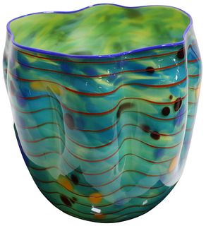 DALE CHIHULY (B.1941) OCEAN MACCHIA GLASS BASKET