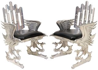 2) RAY LEWIS ALUMINUM FAUNA COLLECTION EAGLE CHAIR