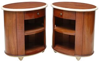 (2) FRENCH ROCHE BOBOIS FRUITWOOD NIGHTSTANDS