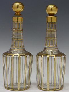 (2) BACCARAT (ATTRIB) CANNELURES CRYSTAL DECANTERS