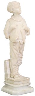 SIGNED GUIDI CARVED ALABASTER SCULPTURE OF A BOY