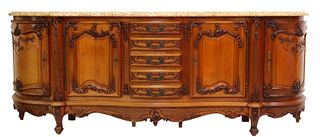 LARGE FRENCH LOUIS XV STYLE MARBLE-TOP SIDEBOARD