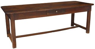 FRENCH FRUITWOOD FARMHOUSE TABLE, 79"L