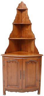 FRENCH PROVINCIAL FRUITWOOD CORNER CABINET