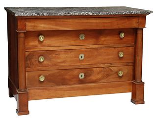 FRENCH EMPIRE STYLE MARBLE-TOP COMMODE, 19TH C.