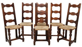 (6) FRENCH PROVINCIAL LADDER-BACK DINING CHAIRS