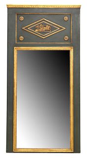 FRENCH EMPIRE STYLE PARCEL GILT TRUMEAU MIRROR