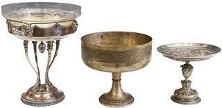3) HENRI PICARD SILVERED TAZZA & OTHER SILVERPLATE