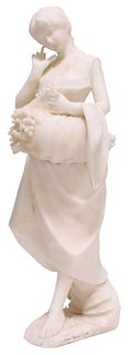 ADOLFO LUCHINI (19TH C.) CARVED MARBLE SCULPTURE