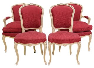 (4) FRENCH LOUIS XV STYLE ARMCHAIRS & SIDE CHAIRS