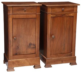 (2) FRENCH LOUIS PHILIPPE WALNUT BEDSIDE CABINETS