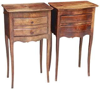 (2) FRENCH LOUIS XV STYLE WALNUT NIGHTSTANDS