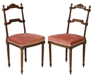 (2) FRENCH LOUIS XVI STYLE MAHOGANY SIDE CHAIRS