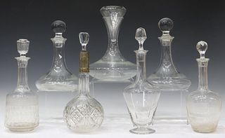 (7) FRENCH ST LOUIS & OTHERS GLASS DECANTERS