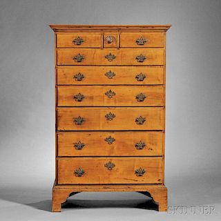 Maple Carved Tall Chest of Drawers