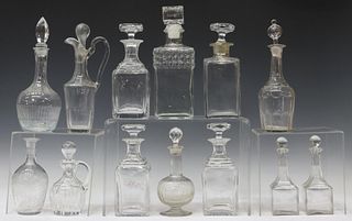 (13) COLORLESS CUT GLASS & CRYSTAL DECANTERS