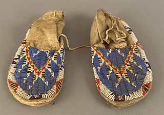 Pair Intricately Beaded Native American Moccasins
