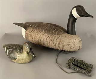 2 Painted Wooden Goose & Duck Decoys