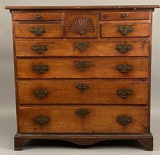 18th C Tall Chest w/ Carved Fan