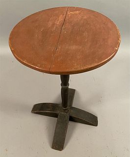 18th C Cross Base Candle Stand in Paint