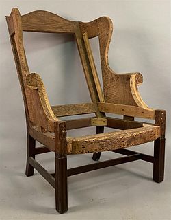 New England Chippendale Wing Chair Frame