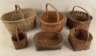 6 Antique Splint Baskets